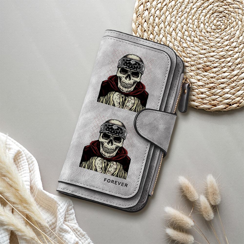 Gothic Skull Print Long Wallet