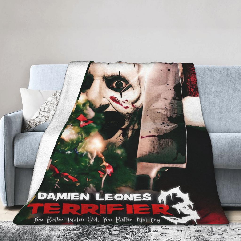 Теплое Мягкое ОдеялоДетское Взрослое Декоративное Одеяло-Плед по Мотиву Фильма Ужасов "Ужасающий 3" Фланелевое Покрывало для Дивана Кресла Дивана Покрывало для Кровати