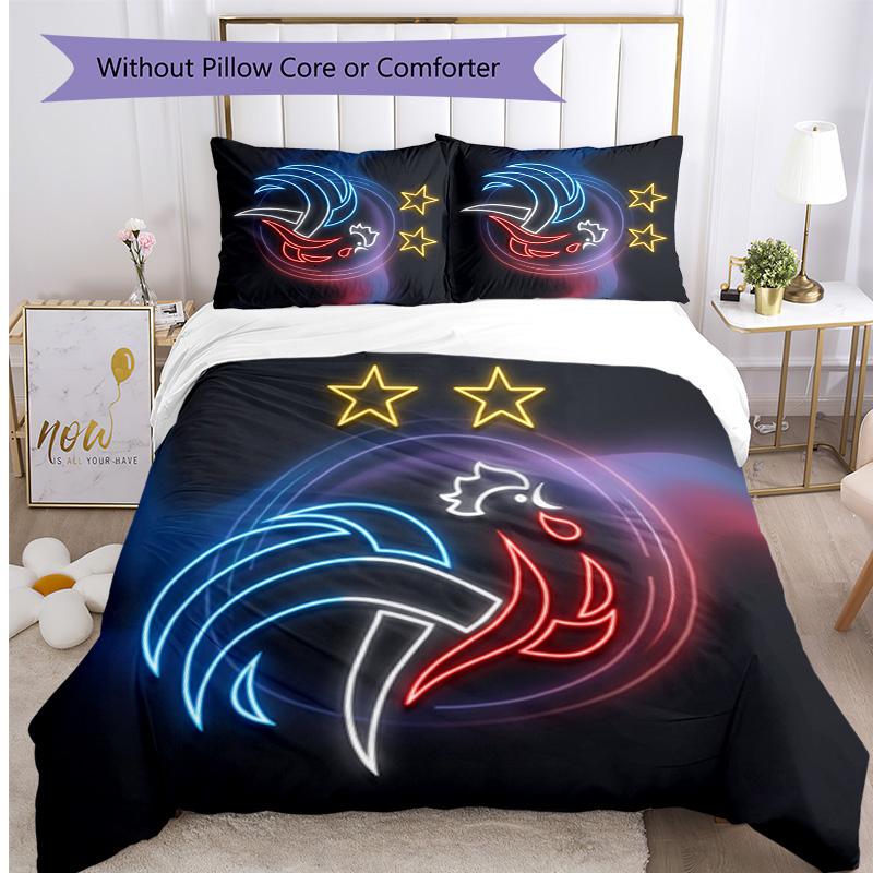 France Football Printed Bedding 3 Piece Set Cozy Breathable Bed Cover Set as Housewarming Holiday Gift