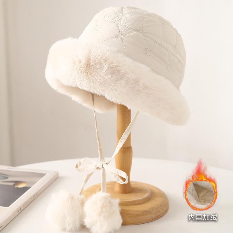 New imitation rabbit plush ear hat winter cold hat fashionable versatile velvet thickened cold and warm strap Lei Feng hat