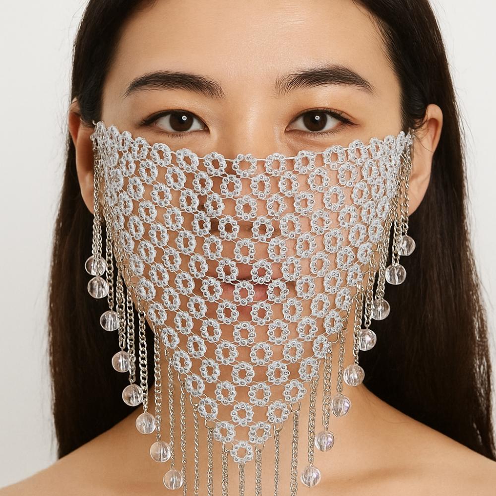 Bling Face Cover Fishing Net Masquerade Mask Fashion Rhinestone Mask  Dance Party