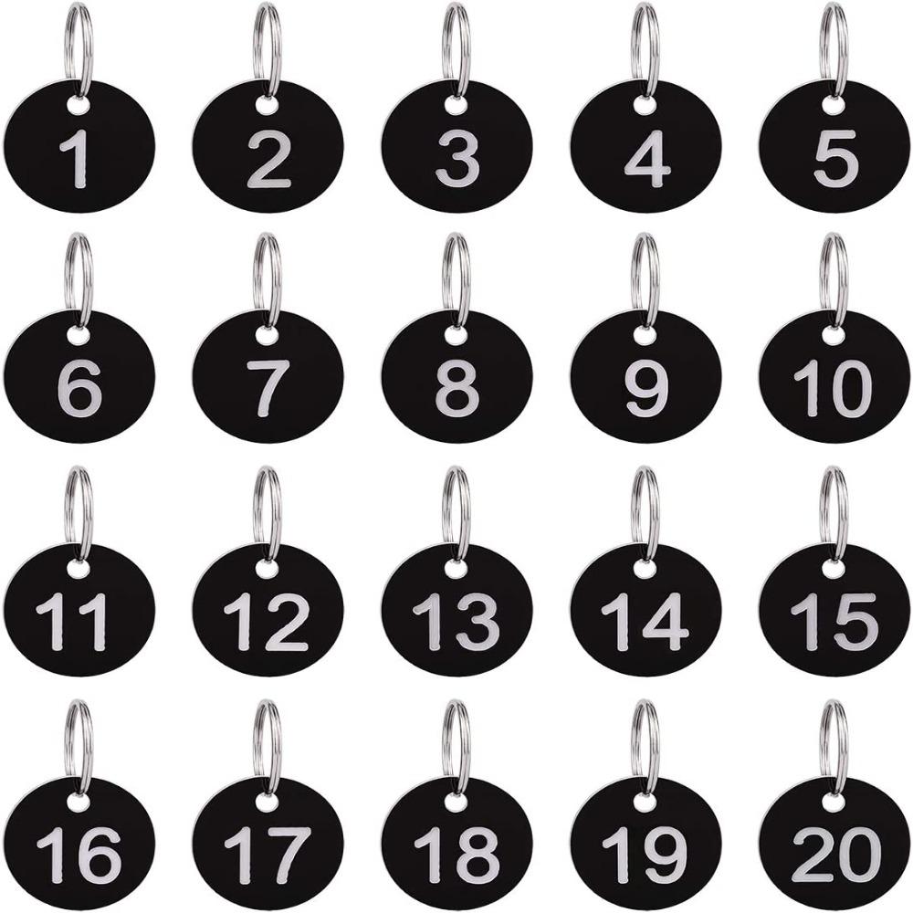 20 шт. черных номерных бирок 1-20 пронумерованные брелки для шкафчиков в доме учителя офис