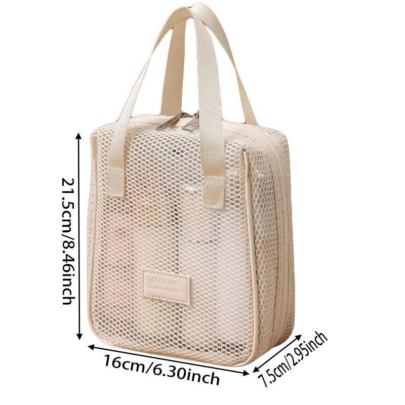 Модная повседневная сетчатая косметичка большой вместимости, ручная, многофункциональная, с отделениями, дорожная сумка для туалетных принадлежностей и хранения