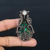 Copper Malachite & Moonstone Gemstone Pure Copper Wire Wrap Handmade Jewelry Pendant