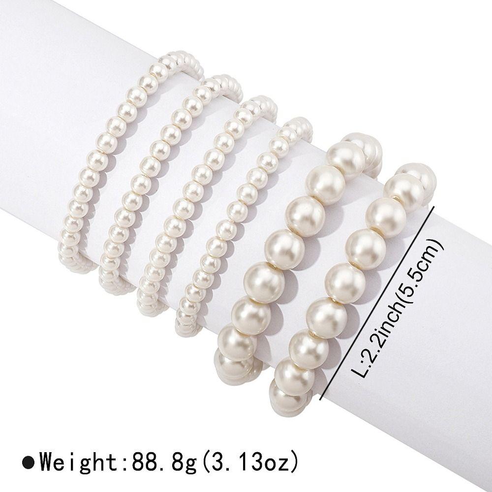 Baroque Pearls Bracelet White Wide Bangle Unique Elastic Bracelet  Girl
