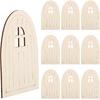 10pcs Wooden Fairy Doors, Unpainted Miniature Doors for DIY Crafting, Garden Mini Fairy House Decor, Unfinished Craft Accessories for Wall