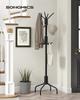 SONGMICS Coat Stand, Metal Coat Rack with 12 Hooks, 4 Legs, Hang Coats, Jackets, Hats, Bags, for Hallway Bedroom Office, Black