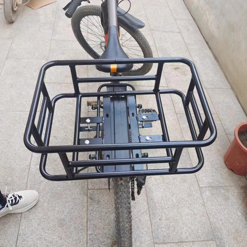 Rear Bike Basket Iron Large Capacity Rustproof Sturdy Bicycle Rear Cargo Rack Basket for Electic Bike