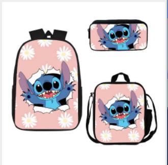 New animation cartoon stitc three-piece schoolbag, primary and secondary school backpack, backpack