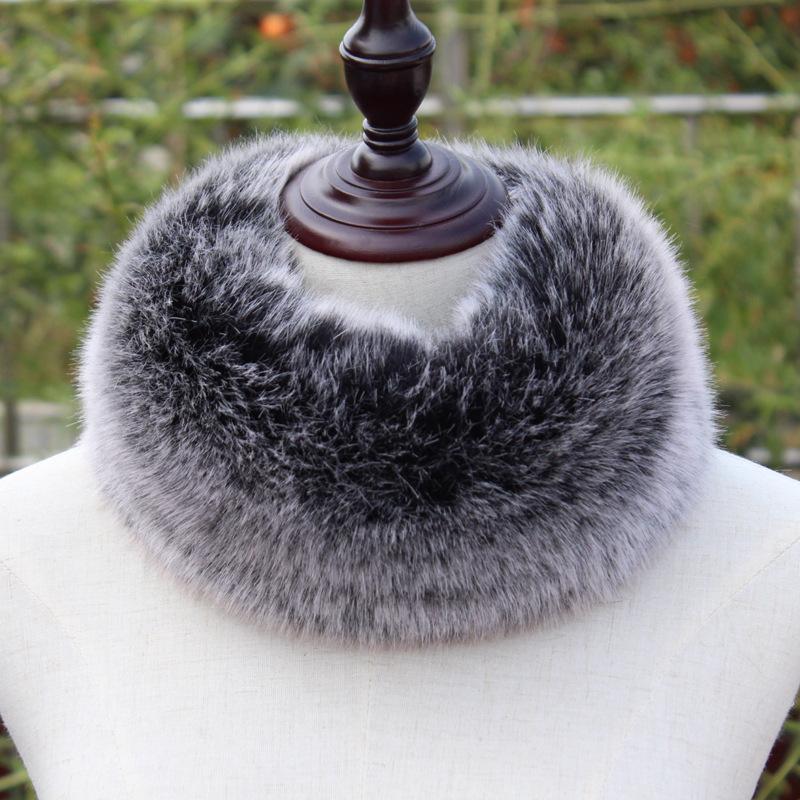 Faux Fox Fur Scarf Fur Ring Collar Thicken Fluffy Autumn Winter Neck Warmer Women Muffler Solid Color Outdoor Windproof Scarf