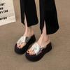 2025 New Muffin Thick-soled High-heeled Cool Slippers for Women's Summer Wear with Skirts, High-end One-word Beach Sandals