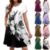 Summer Dresses For Women Beach Floral Sundress Short Sleeve Pockets Casual Tshirt Dress