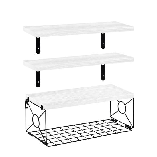 Настенная плавающая полка для ванной комнаты с металлическим ящиком, полка в деревенском стиле, деревянная, настенное крепление над унитазом, органайзер-стойка для хранения в домашнем офисе, гостиной