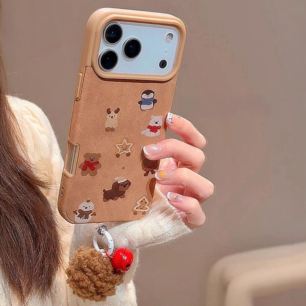 Autumn and Winter Small Animals for Apple 17 Mobile Phone Case 15/14 Leather for Redmi K80 Protective Cover Brown 16 High-end
