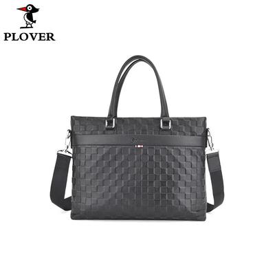 Мужской кожаный бизнес-портфель PLOVER с тиснением