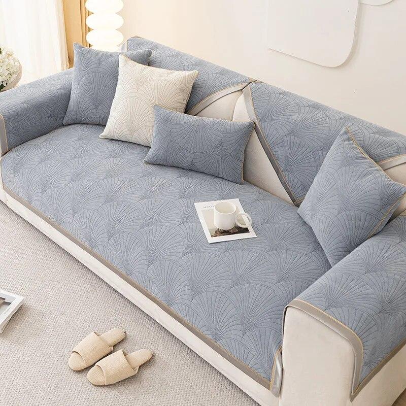 Scallops Jacquard Sofa Cover Pet Kids Mat Non-slip Couch Slipcover Protector Cover Universal Sofa Towel for Living Room Decor
