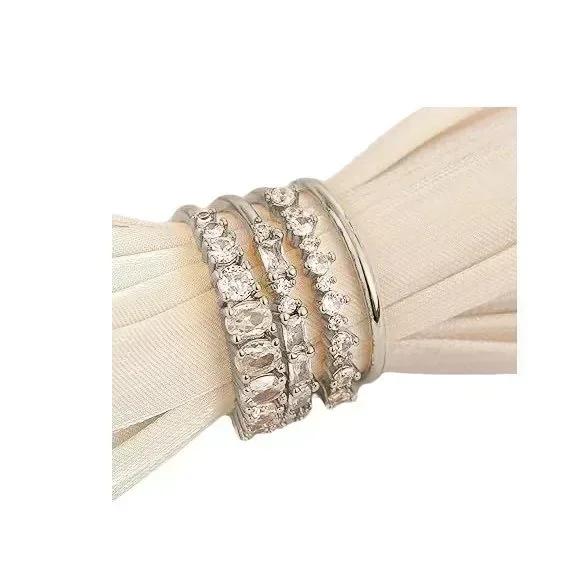 New sweet romantic accessories, gold-plated zircon four-piece women's ring, fashion set jewelry.