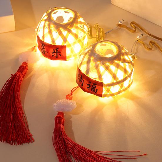 DIY Праздник середины осени Фонарь ручной работы Бамбуковая рамка Светодиодный светильник Портативный фонарь в китайском стиле Традиционный фестивальный свет Украшение дома