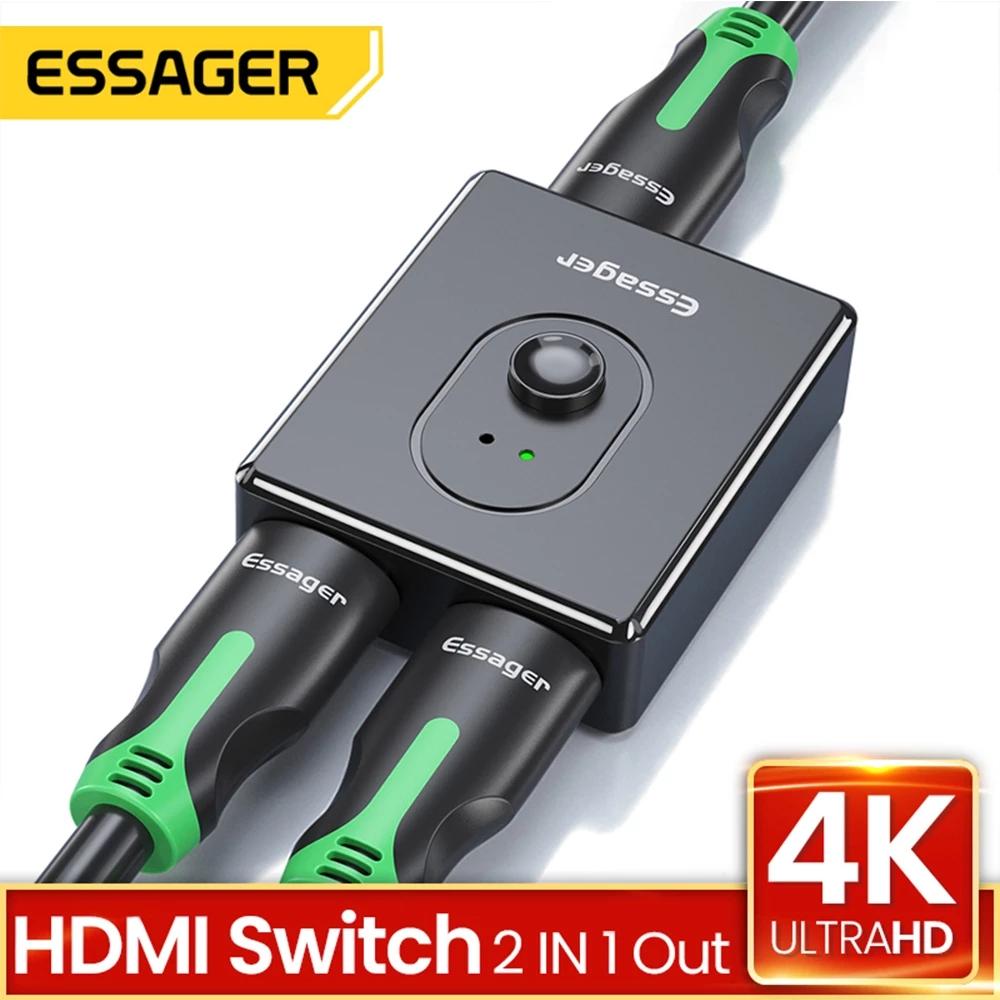 Essager HD-совместимый разветвитель HD4K 1x2/2x1, разъем переключателя, преобразователь выходов 2 в 1, HD-совместимый коммутатор для PS4 Xbox TV BOX