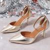 Fashion Fashion Gold Pointed Toe Thin Heel Pumps Women 2025 Plus Size 35-42 Ankle Bukle Pumps Woman Party Wedding High Heel Shoes Female