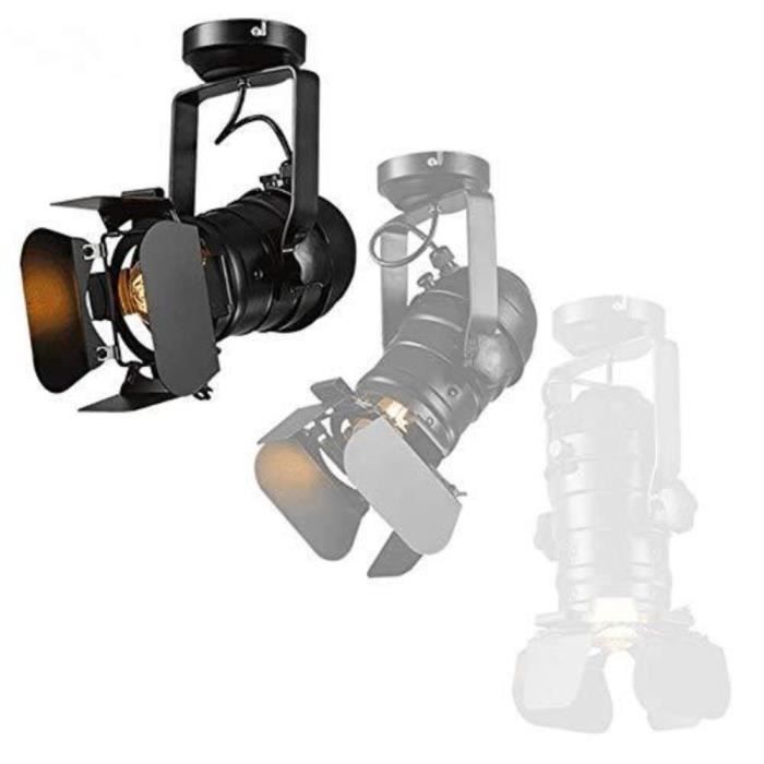 Plafonnier Industriel - GOECO - L31 * W17 * H35cm - Métal Noir - E27 - Réglable