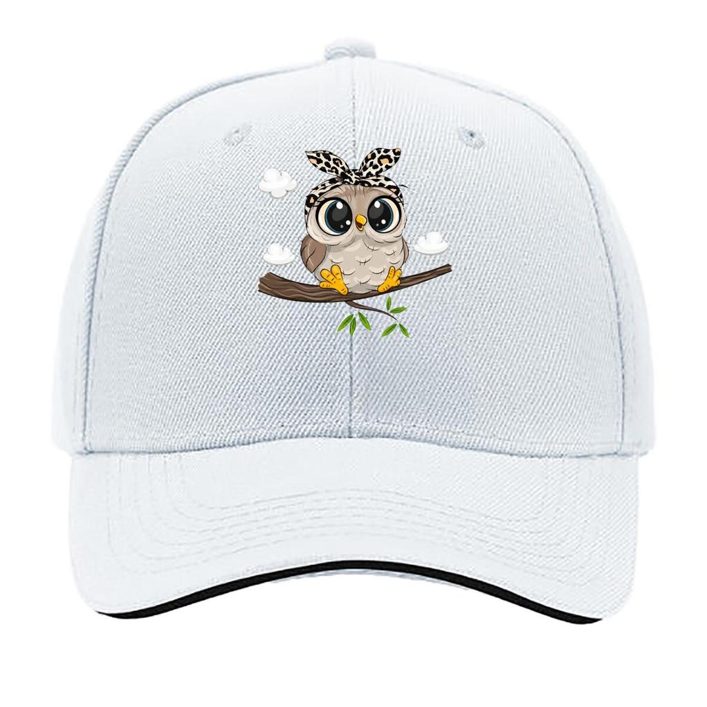 Cute Leopard Bow Owl Sitting On Branch Sandwich Baseball Cap Unisex Women Sun Cap Outdoor Workouts Hat