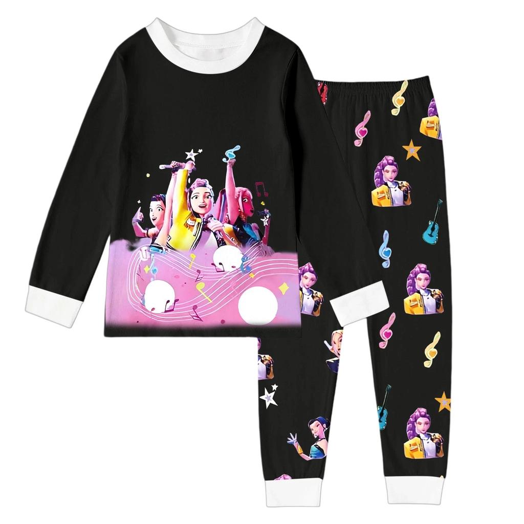Girls Witch Round Neck Printed Children's Clothing Set