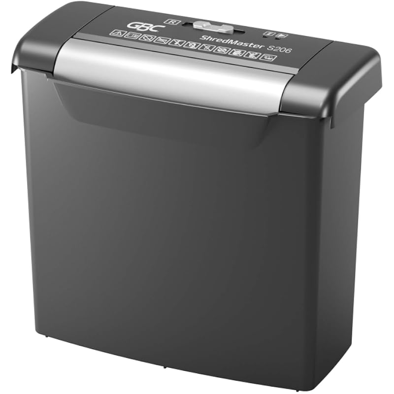 Шредер Gbc Shredmaster S206, прямое измельчение, для персонального использования/домашнего офиса, вместимость 7 листов, контейнер 9 л, для внутренних документов