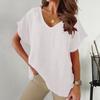 Женская летняя футболка, повседневная однотонная свободная футболка с коротким рукавом и v-образным вырезом, повседневная одежда, пуловер больших размеров с рукавами «летучая мышь», женская верхняя женская одежда