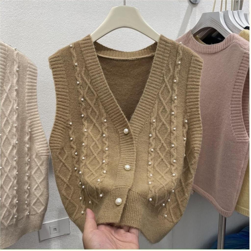 Весенне-осенний женский вязаный кардиган-жилет с V-образным вырезом, женская верхняя одежда, маленькая майка