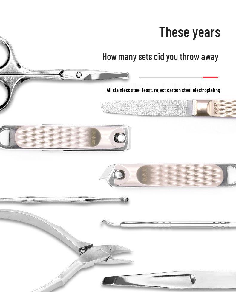 Eagle Beak 8-Piece Nail Care Set: Clippers, Scissors, Tweezers, Ear Pick, Nose Hair Trimmer