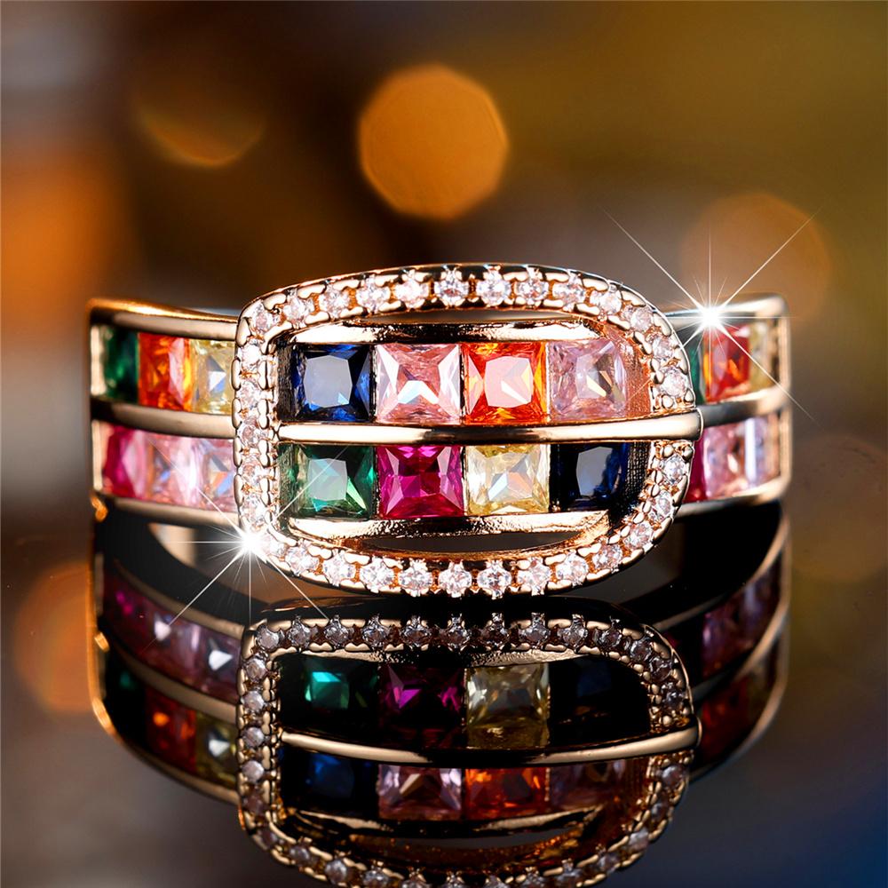 Очаровательное женское кольцо на палец с камнем радужного циркона, винтажное, золотого цвета, обручальное, свадебное украшение для женщин