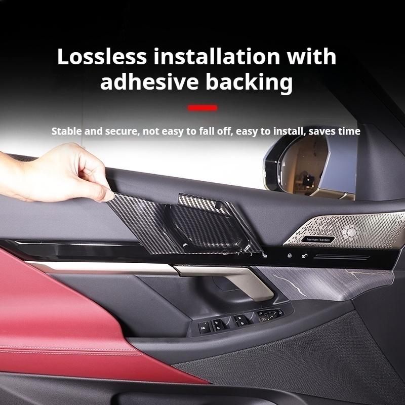 Carbon Fiber Inner Door Handle Bowl Cover Trim Decoration For BMW 5 Series i5 G60 2024-2025 Car ABS Interior Accessories