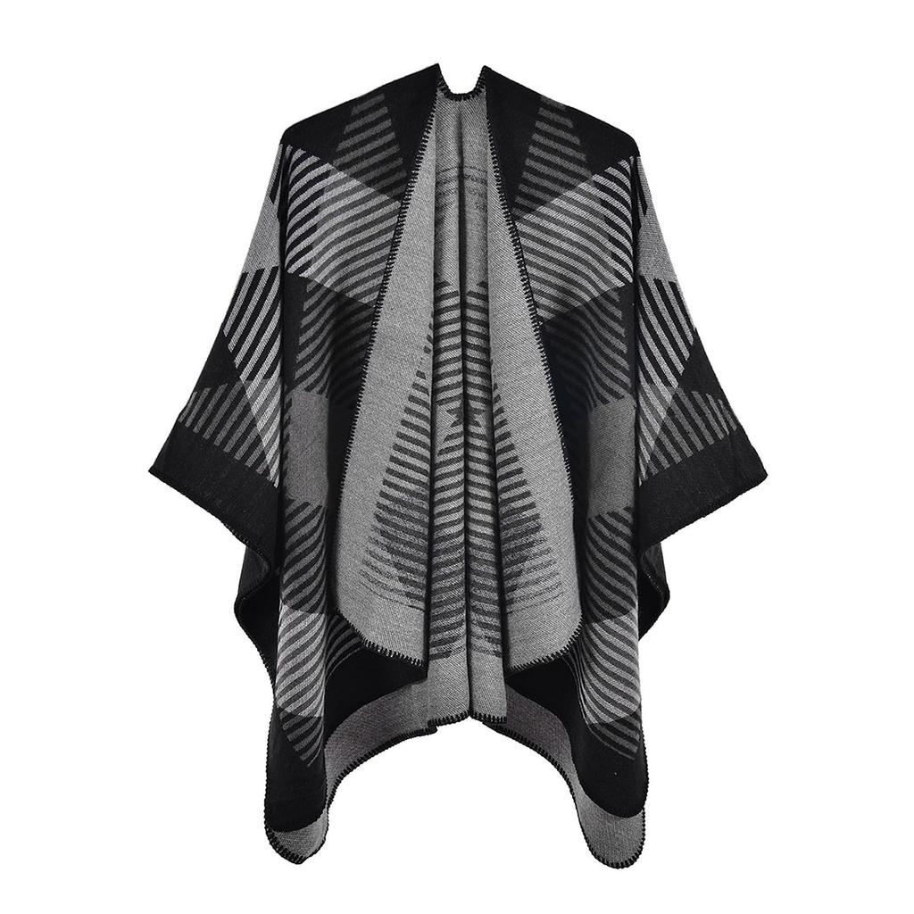 Women Winter Warm Oversized Printing Blanket Cape Wraps Shawl Cardigans