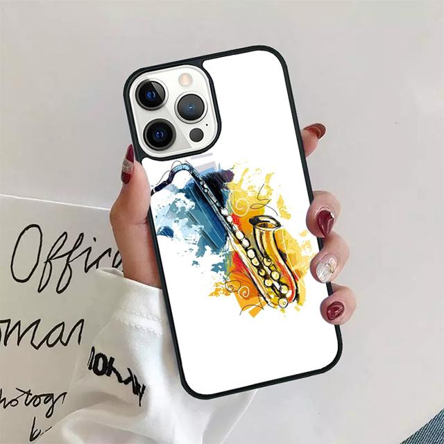 Чехол для телефона с акварельным рисунком саксофона для iPhone 17 Air 15 16 14 13 12 Pro Max 11 Pro Max Plus Coque Shell