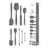 Drongo Jar Scraper Silicone Spatula Set 9 Pieces Black
