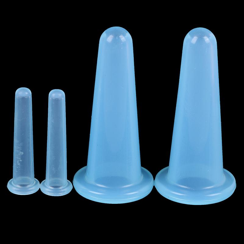 4X силиконовые вакуумные банки для массажа лица и шеи, антицеллюлитные присоски