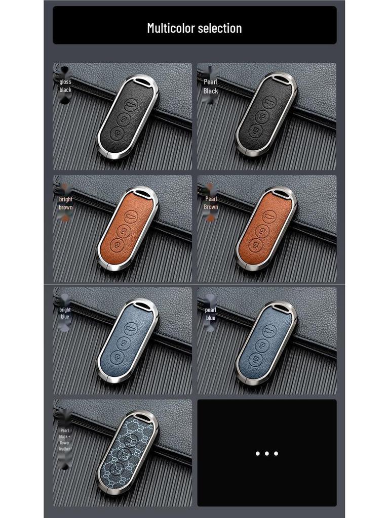 Business Style Double-Sided Leather Key Shell for AITO M7/M5 EV 2022 Model - Full Coverage Metal Car Key Case