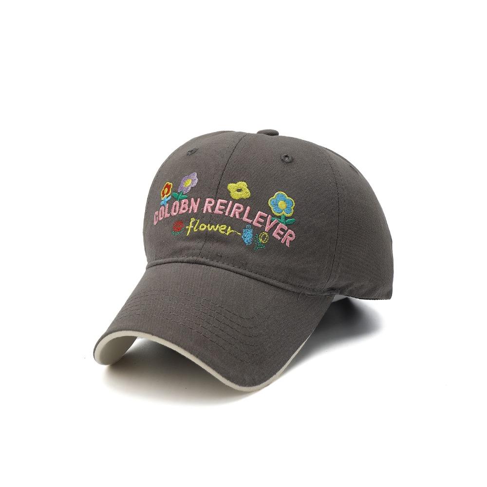 Cotton Floral Baseball Cap Letter Embroidered Streetwear Hats Casual Peaked Cap  For Women Girls