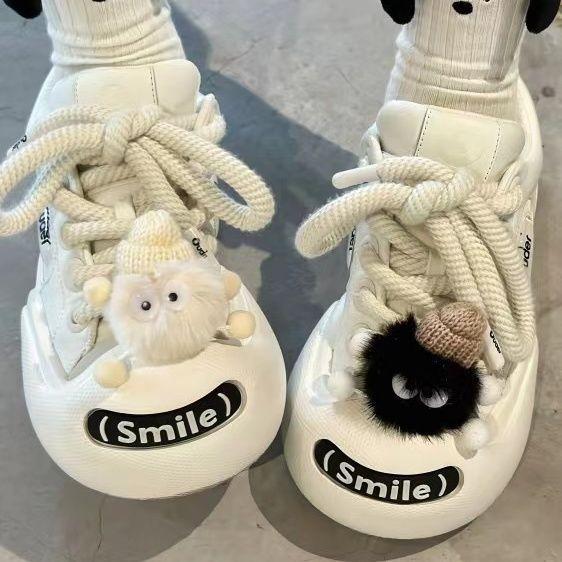 New Niche Original Cute Big Head Ugly Cute Board Shoes Women's Spring New Versatile Open Smile Casual Little White