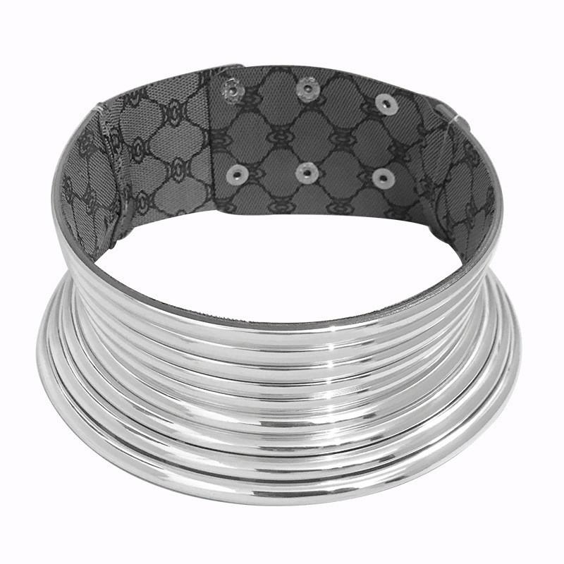 Metal Inspired Folk Choker Necklace With Geometric Design For Festival Wear