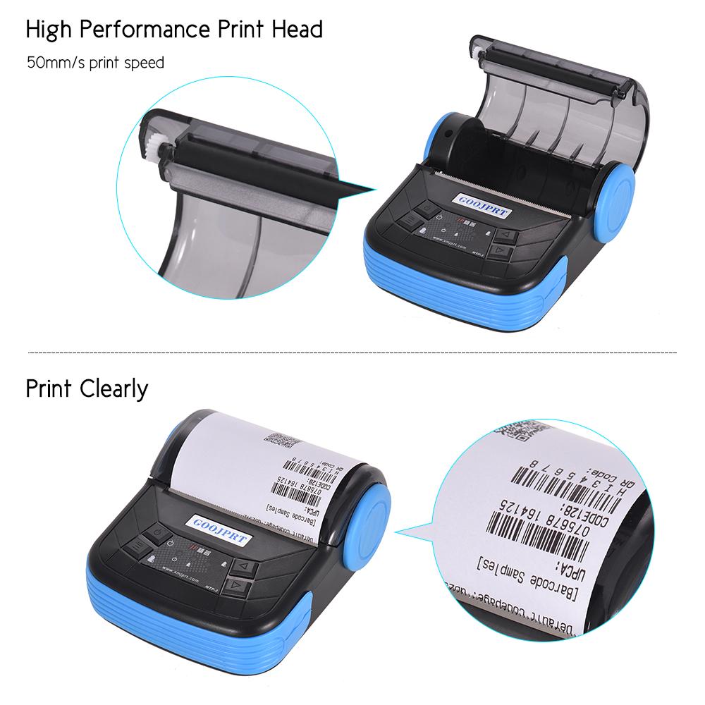 GOOJPRT MTP3 80mm BT Thermal Printer Portable Lightweight for Supermarket Ticket Receipt Printing