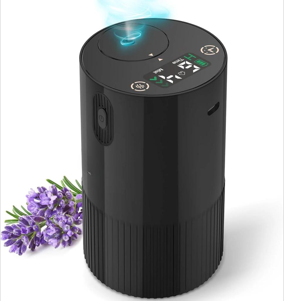 Waterless Essential Oil Nebulizer Battery Portable Smart Cordless Digital Display Aromatherapy Atomizing Diffuser Cold Mist