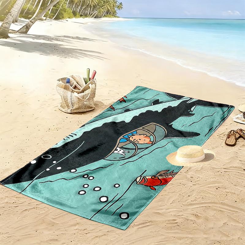 The Adventures of Tintin2 Print Beach Towel, Large Soft Quick Dry Towel for Beach Camping Swimming
