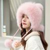 100% Real Fox Fur Hats Women's Fluffy Ushanka Aviator Trapper Snow Skiing Hat Caps Earflap Winter Fur Bomber Hat