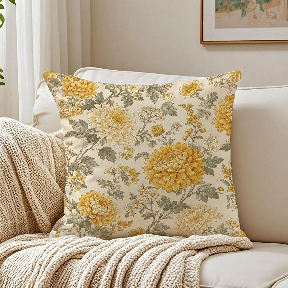 Colorful French Botanical Floral Pillow Case Organic Short Plush Cushion Covers Breathable Washable WrinkleResistant