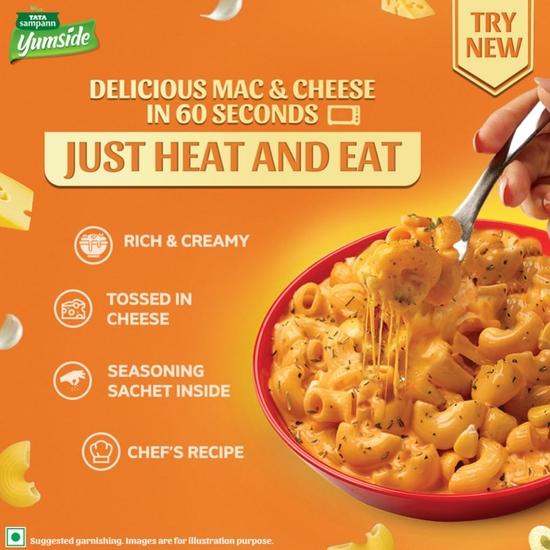 TATA Sampann Макароны быстрого приготовления Yumside Mac n Cheese, 285 г, готовые к употреблению продукты, время приготовления 60 секунд, БЕЗ добавления искусственных красителей и ароматизаторов, упаковка 1 шт.