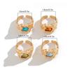 4Pcs Gold Silver Rhinestone Open Ring Irregular Exaggerate Rings Colored Gemstone Rings  Party