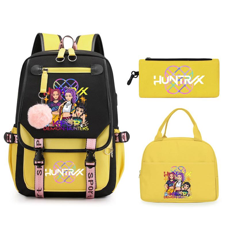 KPop Demon Hunters Rumi Anime Merchandise Backpack and Pencil Case Convenient Backpack for Couples for Business Trips and Travel
