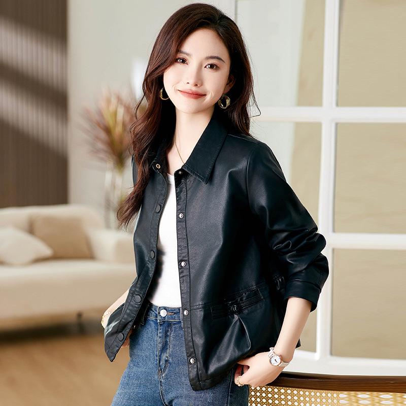 Hua Ge Di Qing натуральная кожаная куртка женская новый стиль модная тонкая куртка из овечьей кожи с лацканами